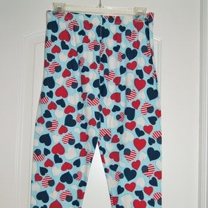 Capri Length Plus Leggings, American Flag Hearts